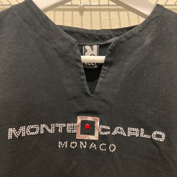 Roly T-Shirt with Puff Screen Print Spangly Monte Carlo Monaco Size M Color: Bla - Picture 3 of 6